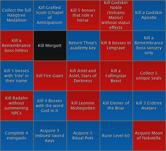 Bingo Board for Team Monkey Ballers vs Team BrinoMachino