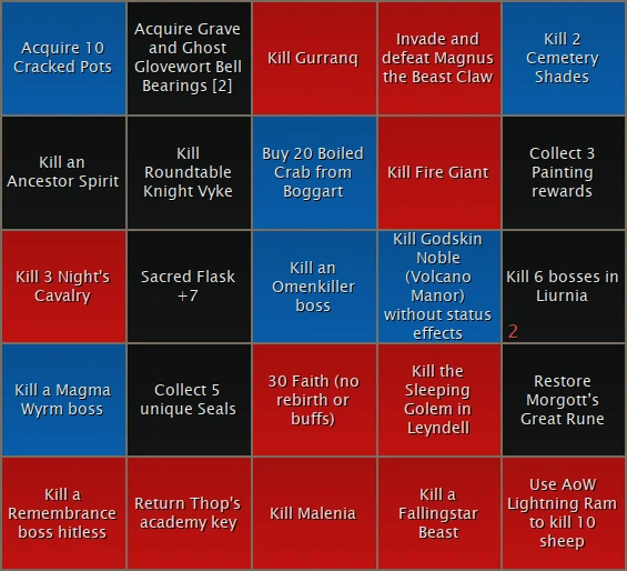 Bingo Board for Team BrinoMachino vs Team ZOOM